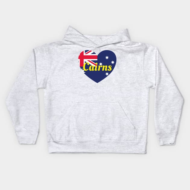 Cairns QLD Australia Australian Flag Heart Kids Hoodie by DPattonPD